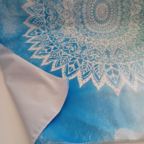 Elegant Teal and White Mandala Tapestry - Picture 3 of 3